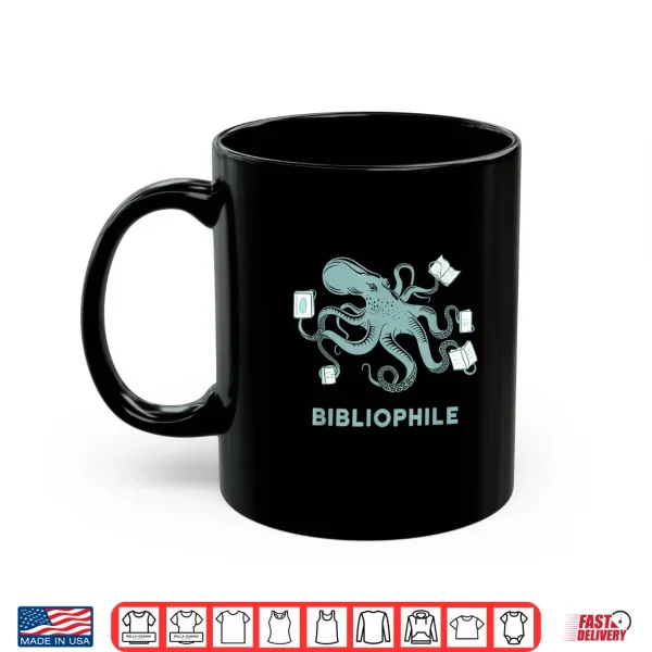 Mug School Librarian Gift Octopus Reading Book Lover Shirt