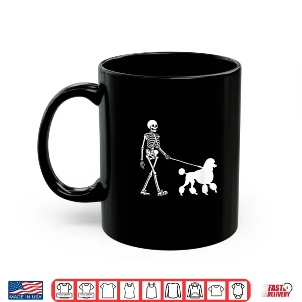 Mug Skeleton Walking a Dog Poodle Halloween Outfit Shirt