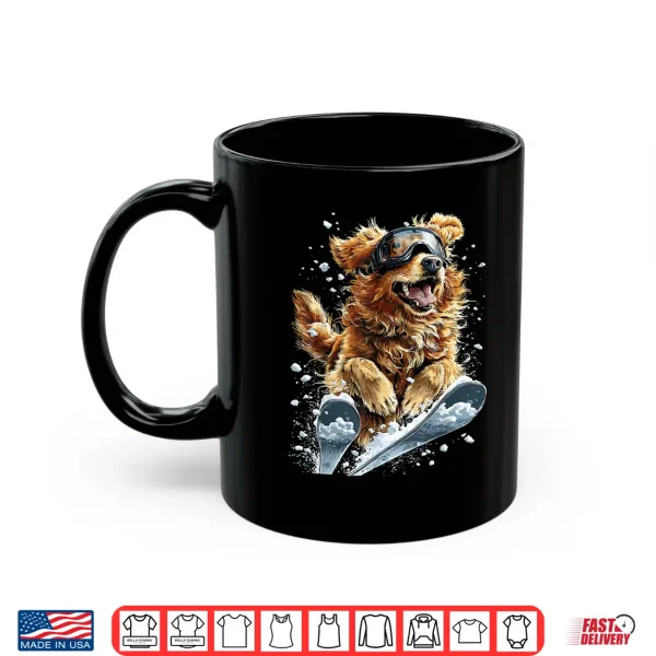 Mug Skiing Golden Retriever In Snow Snowflakes Snowy Winter Dog Shirt