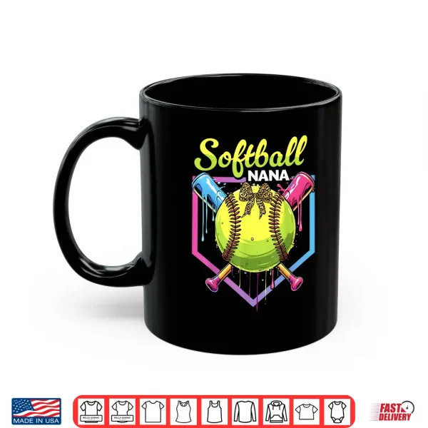 Mug Softball Drip Nana Ice Cream Softball Bow Mothers Day Shirt