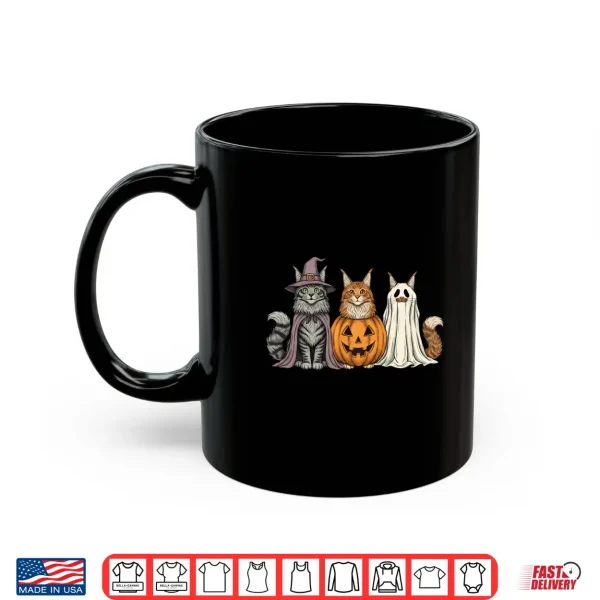 Mug Spooky Ghost Maine Coon Cat Lover Pumpkin Halloween Shirt