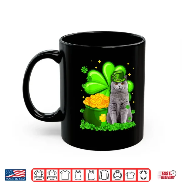 Mug St Patricks Day British Shorthair Irish Shamrock Cat Lover Shirt