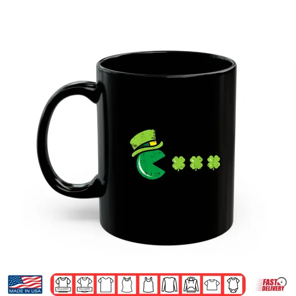 Mug St Patricks Day Eating Shamrock Retro Gamer Men Boys Kids Shirt