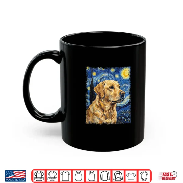 Mug Starry Night Yellow Labrador Impressionist Art Van Gogh Shirt