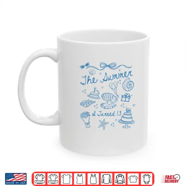 Mug Summer I Turned 13 Cute Coastal Bow Seashell 13th Birthday Shirt