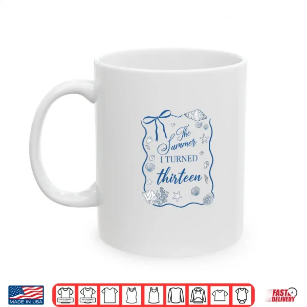 Mug Summer I Turned Thirteen 13th Birthday Seashell Coastal Bow Shirt