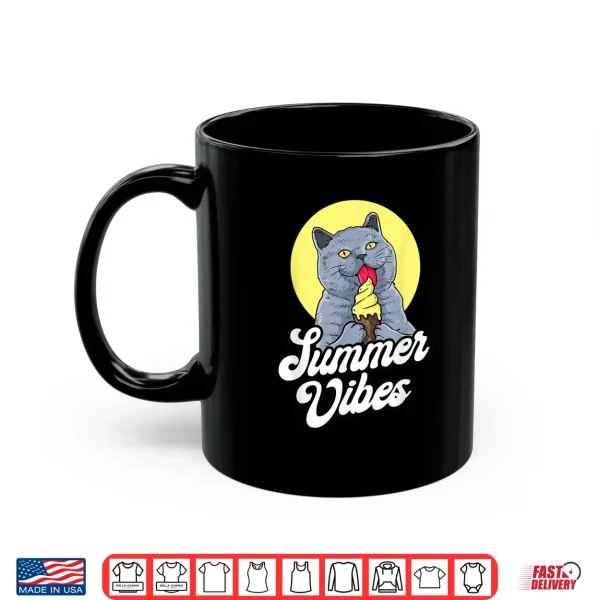 Mug Summer Vibes Ice Cream Cone British Shorthair Cat Lover Shirt
