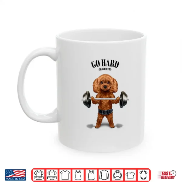 Mug Tan Poodle Dog Weightlifting in Fitness Gym Shirt