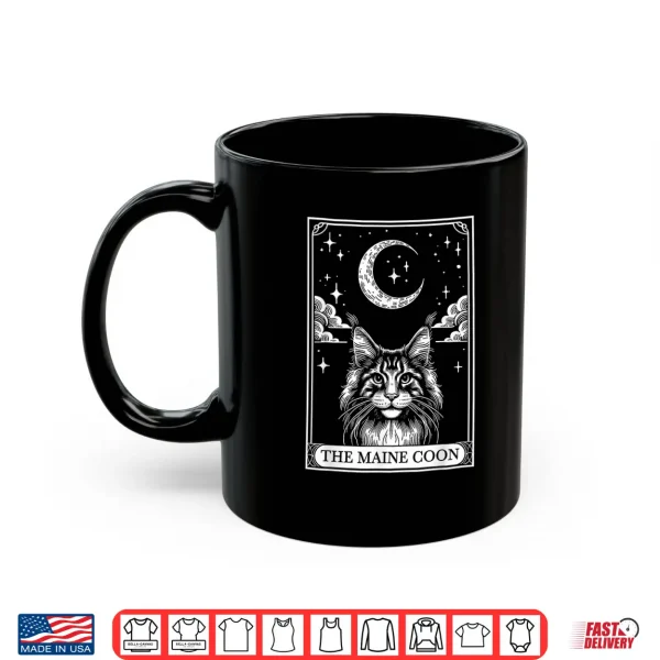 Mug Tarot Card Vintage Crescent Moon MaineCoon Cat Mom Cat Lover Shirt