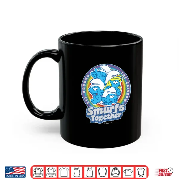 Mug The Smurfs All Around The Rainbow Smurfs Together Shirt