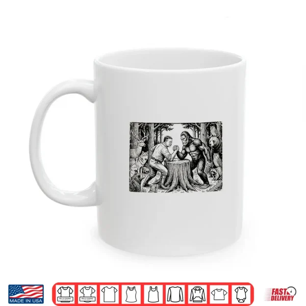 Mug Theodore Roosevelt Teddy and Bigfoot Arm Wrestling Funny Shirt