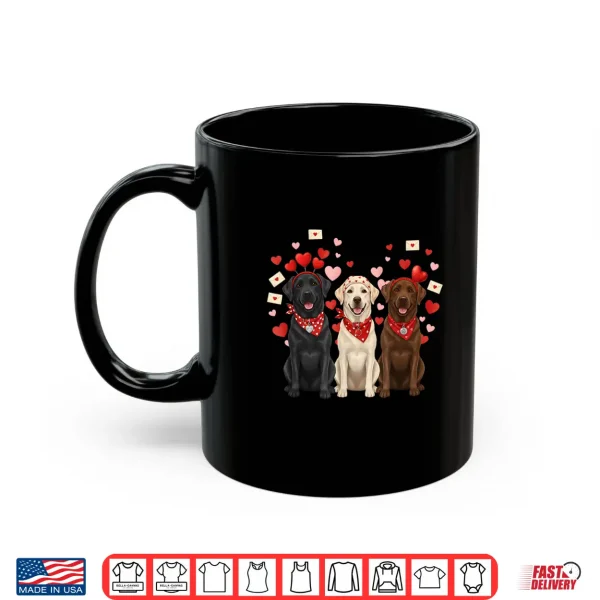 Mug Three Labrador Retriever Valentines Dog Lover Heart Shirt
