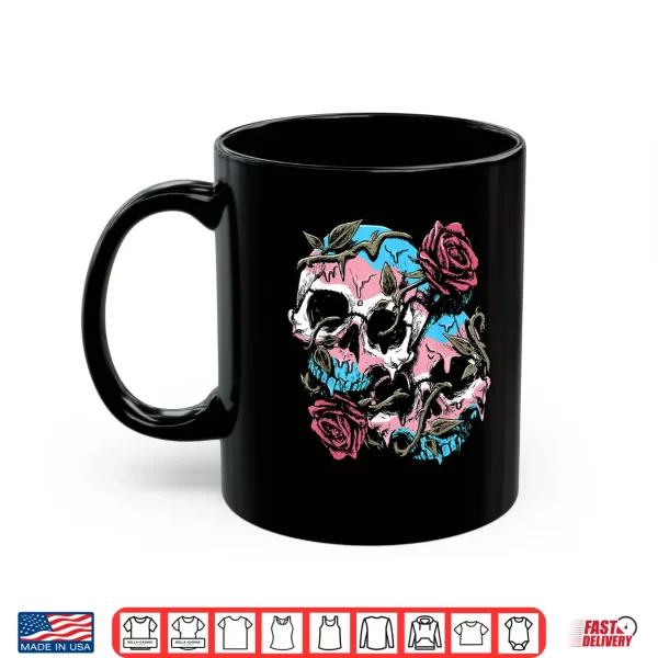 Mug Transgender Pride Trans Flag Skull Roses Subtle LGBTQ Shirt