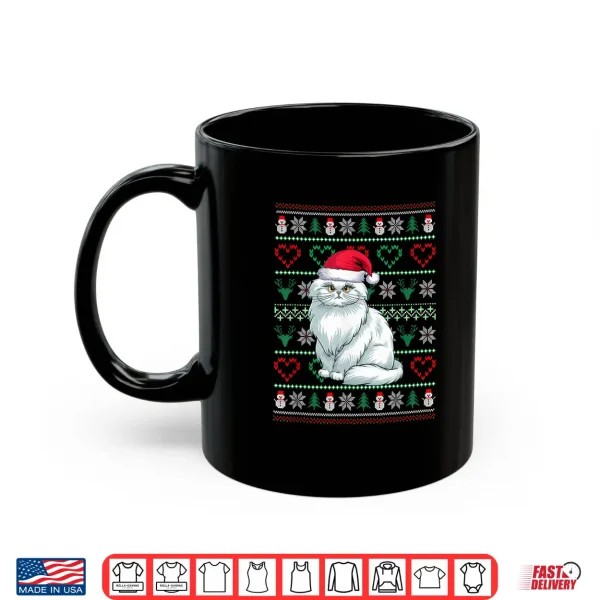 Mug Ugly Christmas Persian Cat Wearing Santa Hat Xmas Pajama Shirt