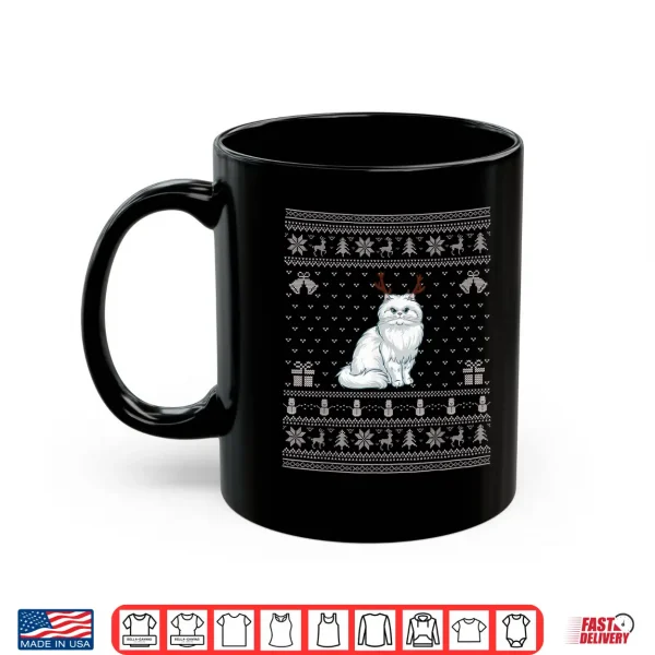 Mug Ugly Xmas Sweater Style Persian Cat Reindeer Christmas Shirt