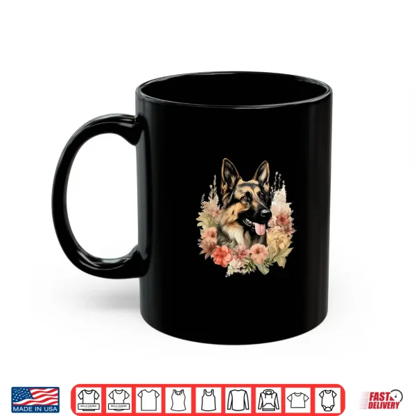 Mug Unique German Shepherd Dog Pastel Flower Vintage Shirt