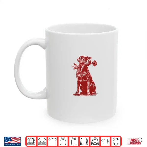 Mug Valentine Labrador Retriever Dog with Heart Sunglasses Rose Shirt