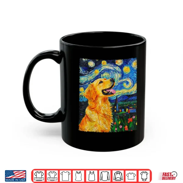 Mug Van Gogh Starry Night Golden Retriever Shirt