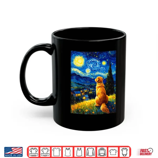 Mug Van Gogh Starry Night Painting Golden Retriever Dog Shirt