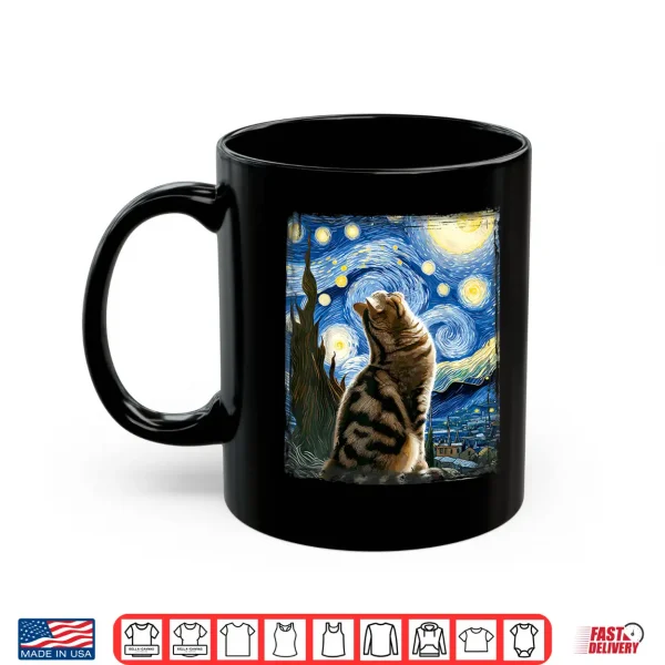 Mug Van Gogh Starry Night Style Artistic Exotic Shorthair Cat Shirt