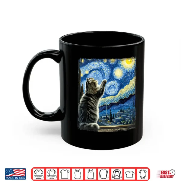 Mug Van Gogh Starry Night Style Artistic Persian Cat Shirt