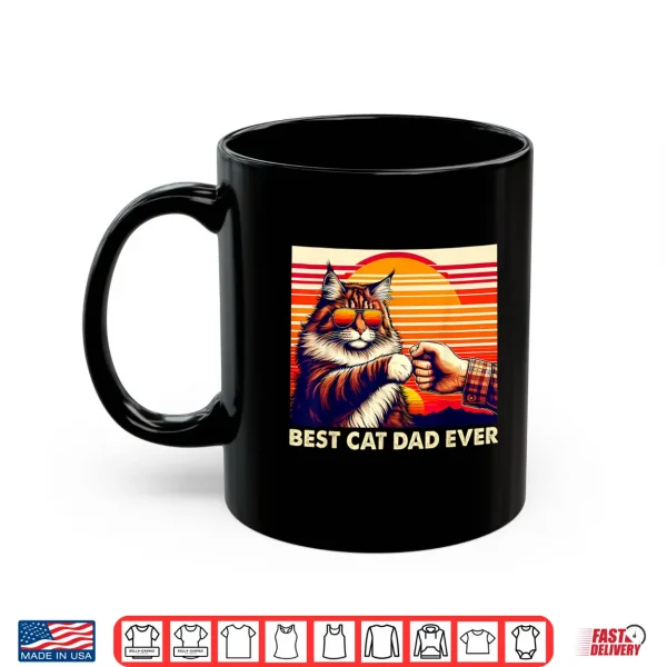Mug Vintage Best Cat Dad Ever Maine Coon Cat Lover Fathers Day Shirt