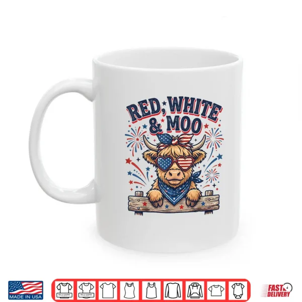 Mug Vintage Cute Red White and Moo Funny 4th of July Shirt