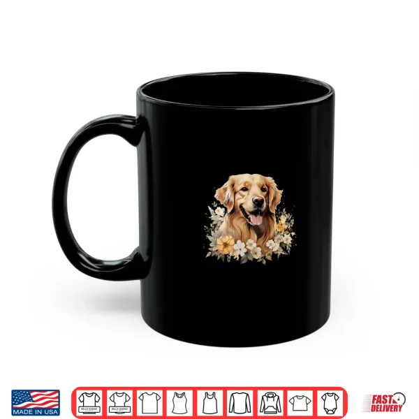 Mug Vintage Golden Retriever Dog With Flowers Pastel Floral Shirt