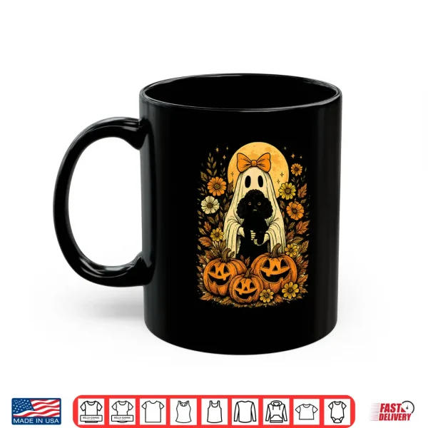 Mug Vintage Halloween Ghost Holding Poodle Dog Shirt