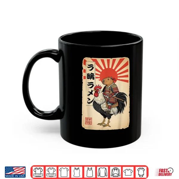 Mug Vintage Japanese Samurai Capybara Rooster Chicken Anime Shirt