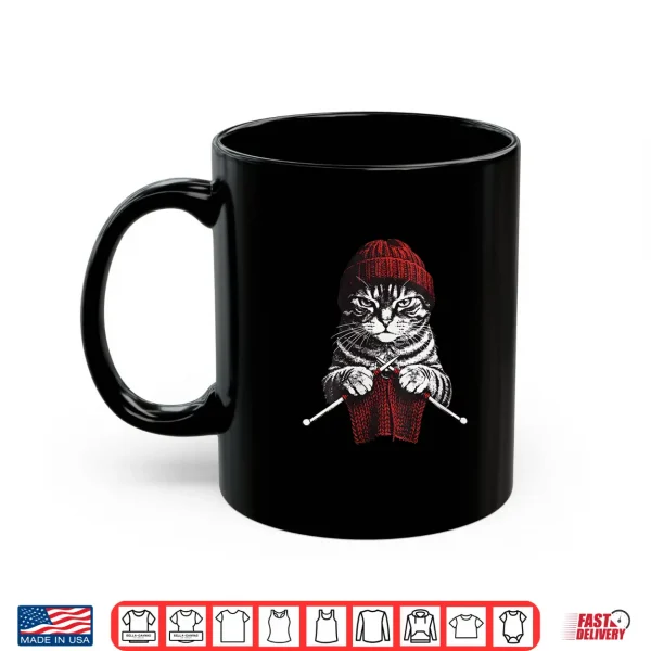 Mug Vintage Knitting Cat Crochet Yarn Lover Cute Cat Shirt