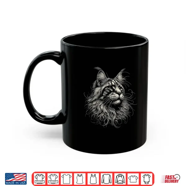 Mug Vintage Maine Coon Cat Face Graphic Art Professional Graphic Shirt