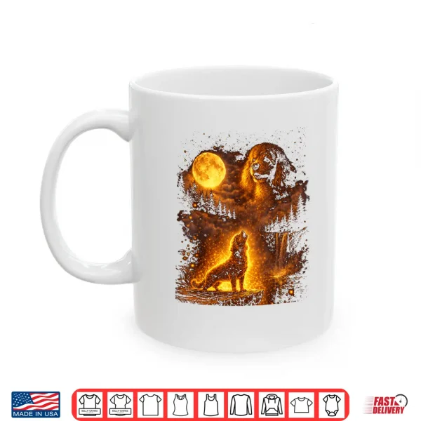 Mug Vintage Moonlight Dog Funny Poodle Howling at The Moon Shirt