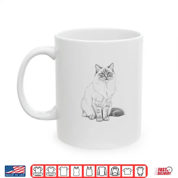 Mug Vintage Ragdoll Cat Sketch Art Design Shirt