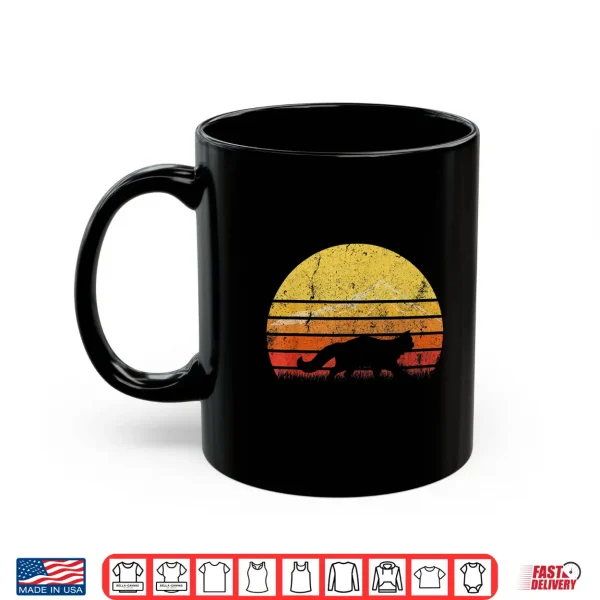 Mug Vintage Retro Maine Coon Cat Silhouette Sunset Distressed Shirt