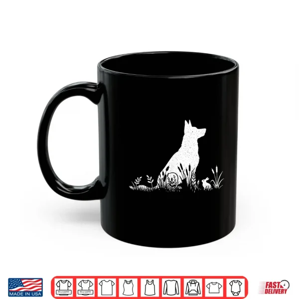 Mug Vintage Silhouette German Shepherd Shirt Women Cute Dog Mom Shirt