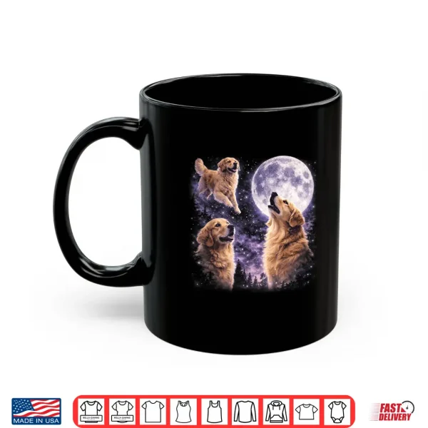 Mug Vintage Three Golden Retriever Howling to The Moon Dog Art Shirt