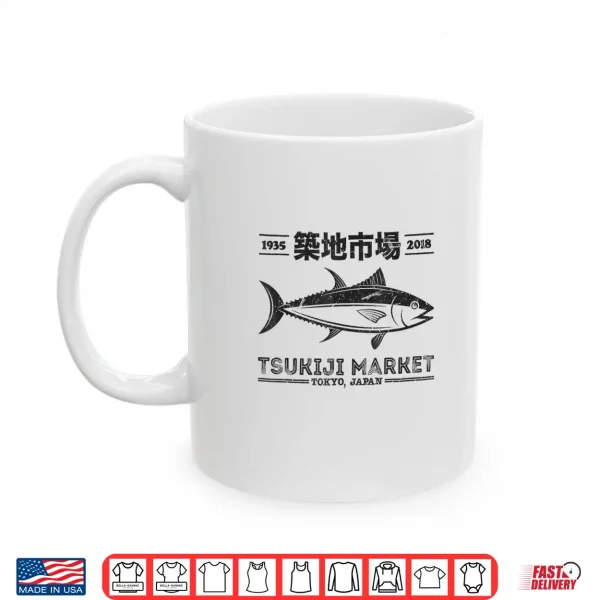 Mug Vintage Tsukiji Fish Market Tuna Streetwear Tokyo Anime Shirt