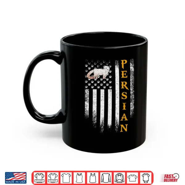 Mug Vintage USA American Flag Persian Cat Funny Kitties Lover Shirt
