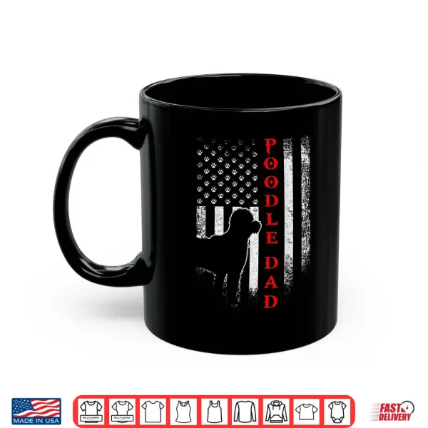 Mug Vintage USA American Flag Proud Poodle Dad Silhouette Funny Shirt