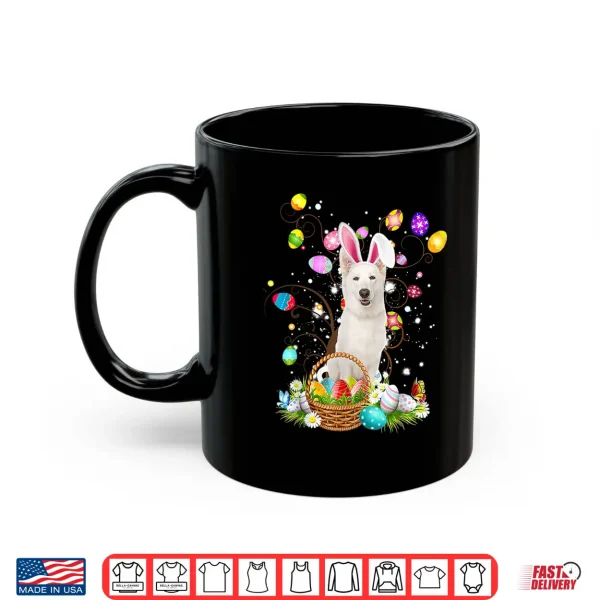 Mug WHITE German Shepherd Dog Easter Egg Hunting Basket Easter Shirt