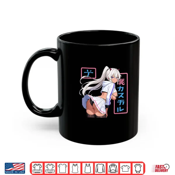 Mug Waifu Sexy Anime Girl Horns Mini Skirt Japanese Manga Style Shirt