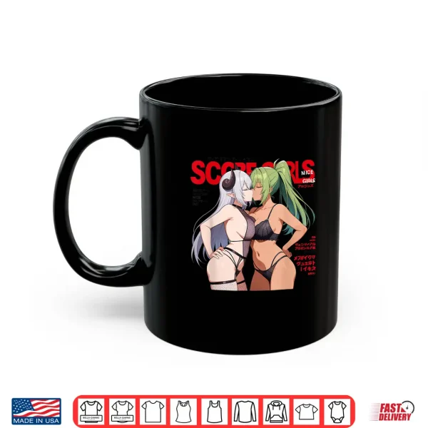 Mug Waifu Sexy Anime Kissing Girls Horns Japanese Manga Style Shirt