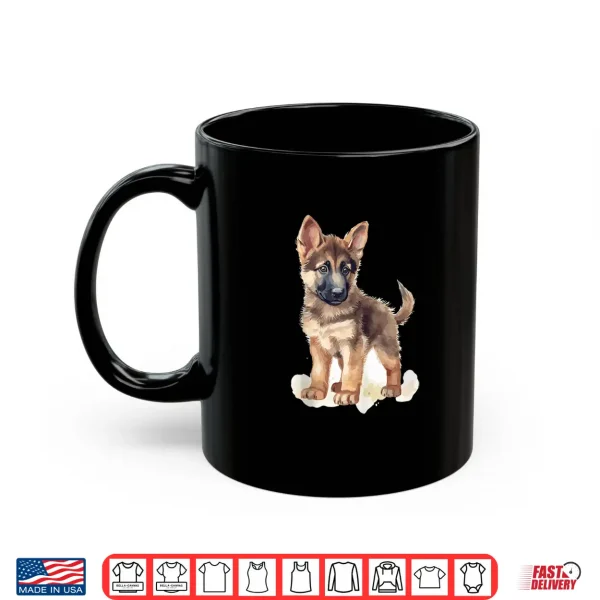 Mug Watercolor German Shepherd Puppy Professional Minimalist Modern Graphic Shirt