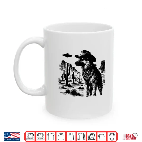 Mug Western German Shepherd UFO Dog Alien Cowboy GSD Ranch Shirt