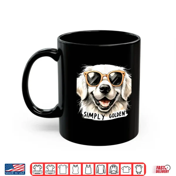 Mug White English Cream Golden Retriever Glasses Simply Golden Shirt