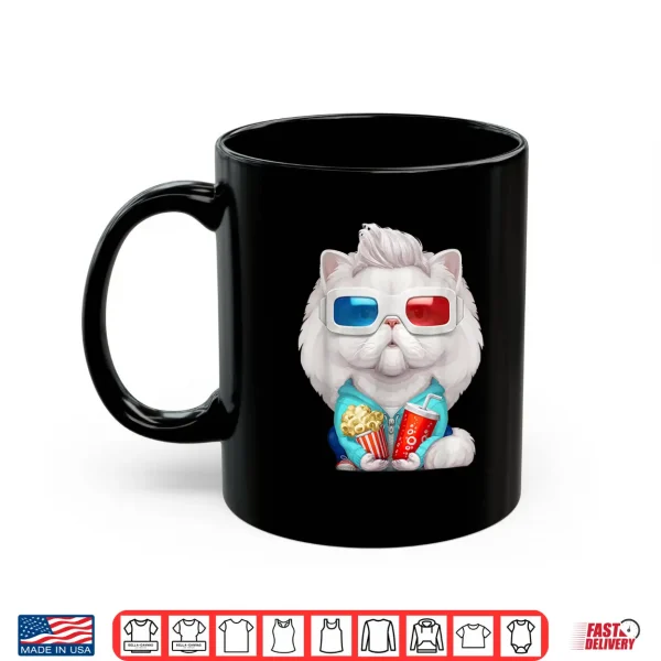 Mug White Persian Cat Wearing 3D Glasses Shirt