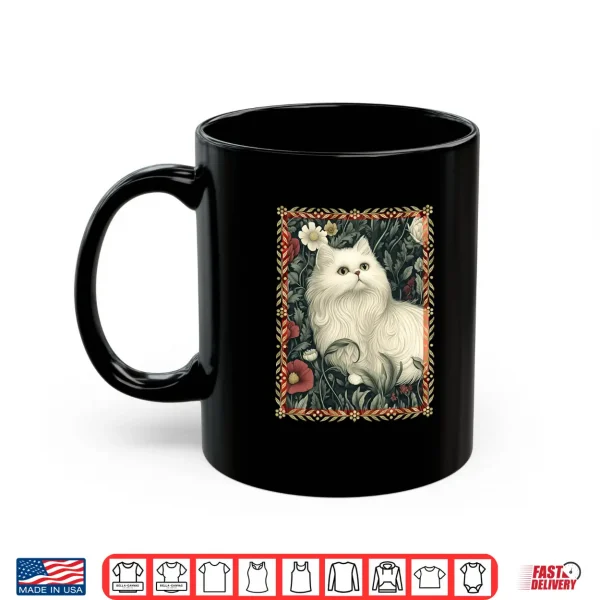 Mug White Persian Cat in a Garden Elegant Vintage Shirt