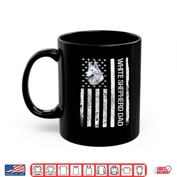 Mug White Shepherd Dad USA Flag White German Shepherd Shirt