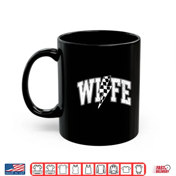 Mug Wife Lightning Bolt Racing Checkered Mothers Day Varsity Shirt